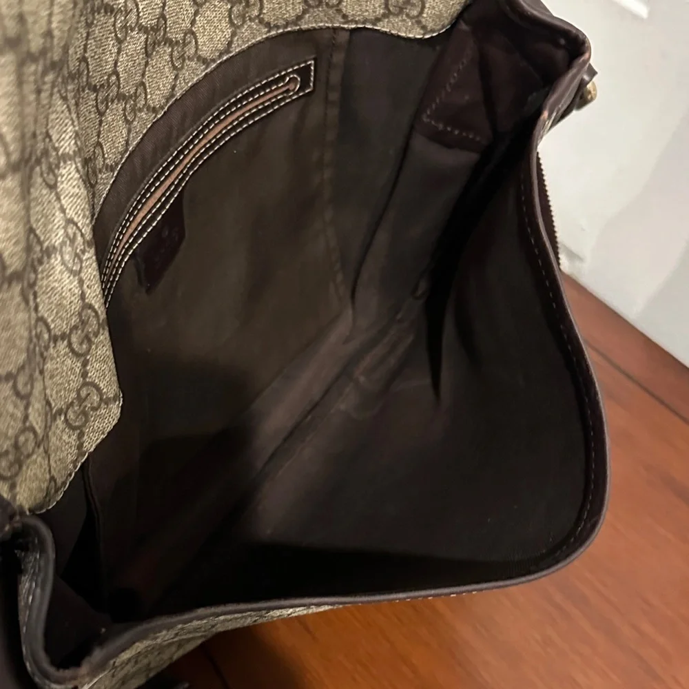 Gucci Beige and Brown Monogram Messenger Bag